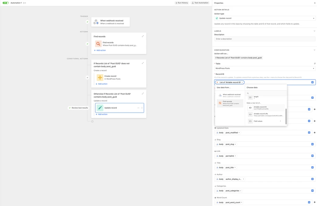 Airtable Update Records Record ID